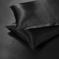 thumbnail image 5 of Soft Silk 7 PC Bed Sheet Set 15" Inches Deep Pocket (1 Fitted 1 Flat 2 Pillow Cases 1 Duvet Cover 2 Pillow Shams) 800 Thread Count Queen Size Black Solid, 5 of 5