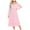 Pink, variant on ICHUANYI Women's Casual Long Sleeve Dress Square-Neck Mid-Calf Leisure House Wear Spring Summer Fashion 2024
