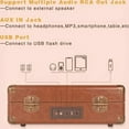 thumbnail image 5 of Vinyl Record Player 3-Speed Bluetooth Suitcase Portable Belt-Driven Record Player with Built-in Speakers RCA Line Out AUX in Headphone Jack Vintage Turntable, 5 of 5
