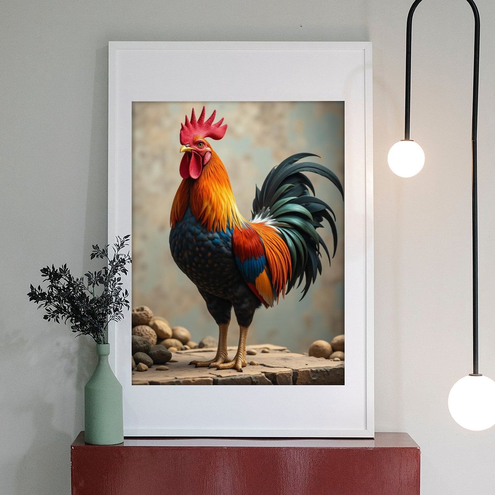 Diamond Art Kit for Adults, Colorful Rooster With Rock Background Diamond Painting for Adults Beginners, DIY Diamond Art Painting Kits, 5D Diamond Painting Crafts for Home Decor 12x16 Frameless