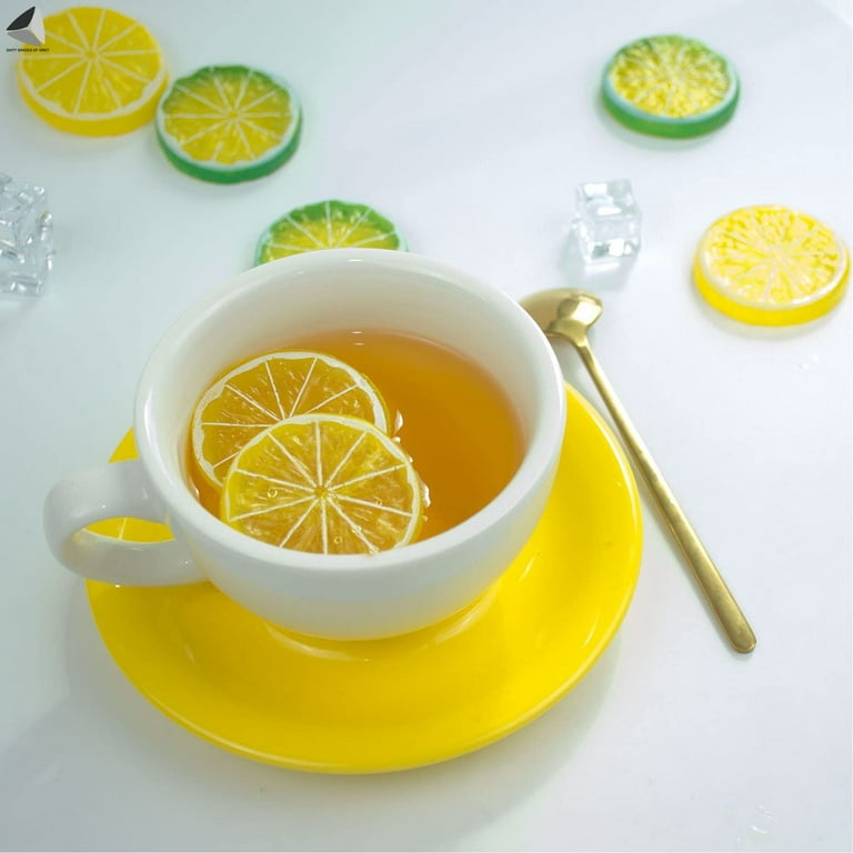 PULLIMORE 10 Pcs Artificial Lemon Slices Plastic Limes Orange Slice Blocks  Simulation Fake Lemon Slices Home Decor (Limes Blocks)