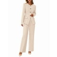 thumbnail image 2 of Women Suits 2 Piece Set Business Casual Dressy Blazer Jacket and Wide Leg Pantsuits Formal Outfits Cream White XXL, 2 of 10