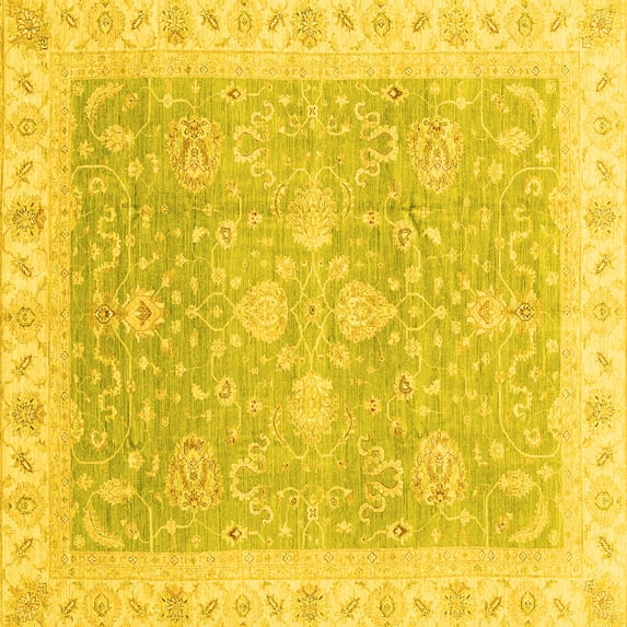 Ahgly Company Indoor Square Oriental Yellow Traditional Area Rugs, 5' Square