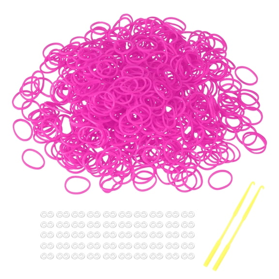 Uxcell 1200 Pcs Loom Rubber Bands Kit with 50 Pcs S-Clips 2-Hooks Rubber Bands Refill Bracelet Making Kits for Weaving DIY Handcrafts Gift, Plum Red
