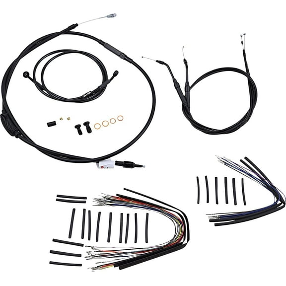 Burly Brand Black 12&Prime, Ape Hanger Cable/Brake/Wiring Kit B