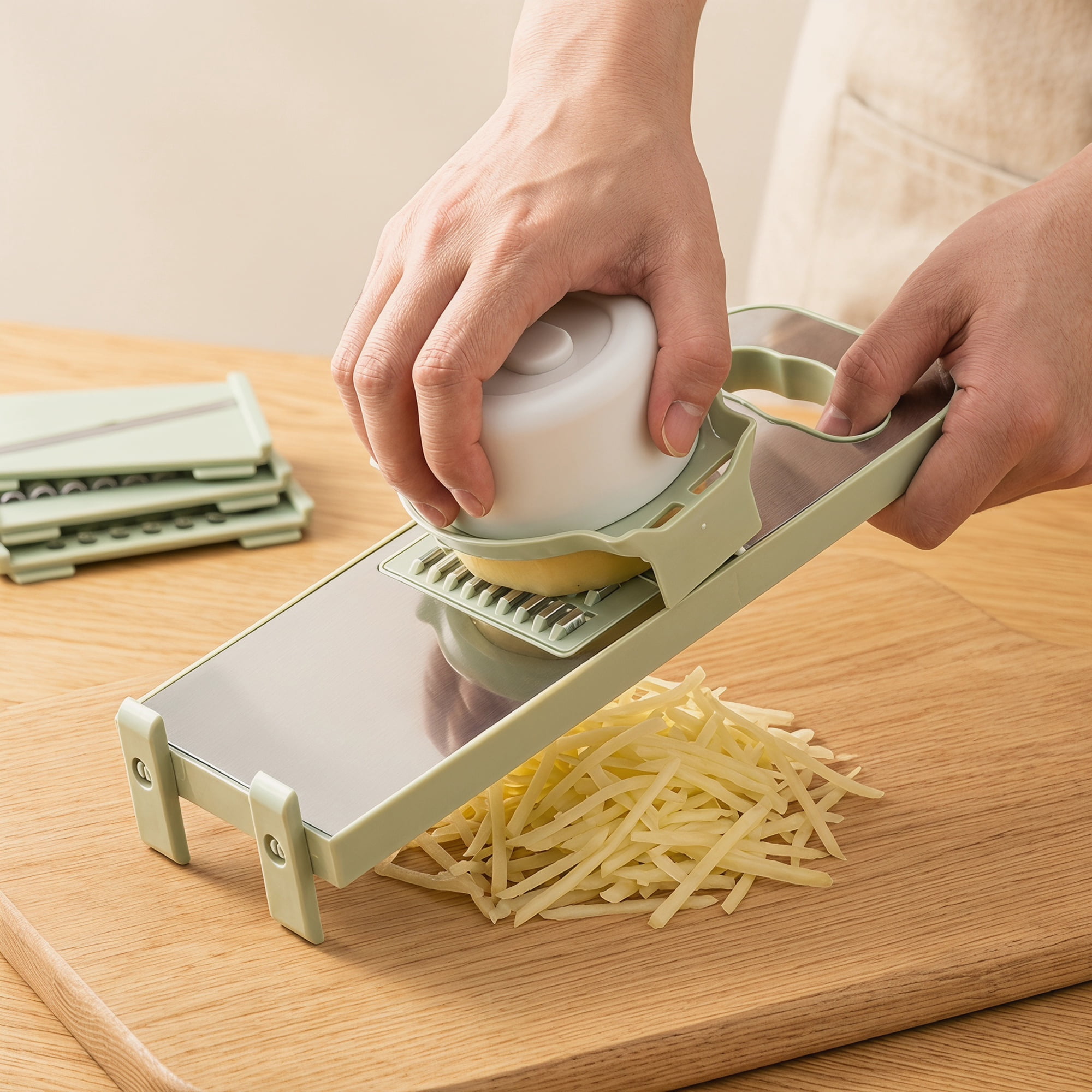 Unique Bargains Adjustable Mandoline Slicer with Chopping for Cooking 6 in 1(C) 11x4.3in
