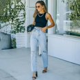 thumbnail image 1 of High Waist Women Flare Jeans 2022 Autumn New Retro Blue Straight Leg Pants Loose Casual Wide Leg Pants Women's Street Pants zhangyuxiang LED, 1 of 2
