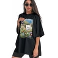 thumbnail image 3 of Plus Size Shirt for Women Black Tops for Women Short Sleeves Shirt for Women Cat T Shirt Crewneck Shirt for Women XL, 3 of 5