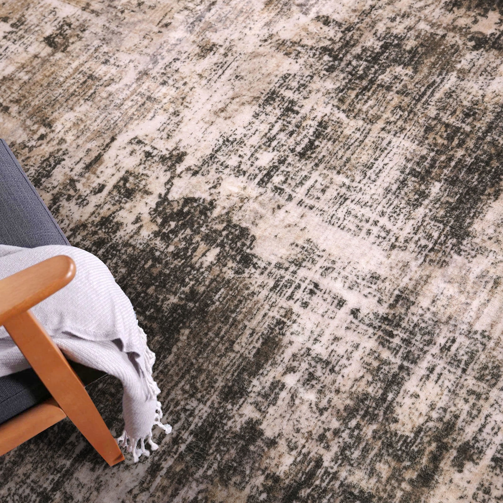 iOhouze Runner Rugs 2x8 Washable Runner Rug for Hallways Non Slip Kitchen Runner Low Pile Soft Printed Faux Wool Abstract Floor Runner for Inodoor Bedroom Entryway Laundry Room, Brown/Rust
