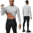 thumbnail image 3 of QPNGRP Men's 3 Pack Dry Fit Long Sleeve Athletic Shirts Workout Running Shirts Black Light Grey Dary Grey S, 3 of 8
