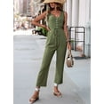 thumbnail image 5 of Womens Jumpsuits Dressy Summer Sleeveless U-Neck Casual Wide Leg Long Pants Rompers 2025 Green S, 5 of 9