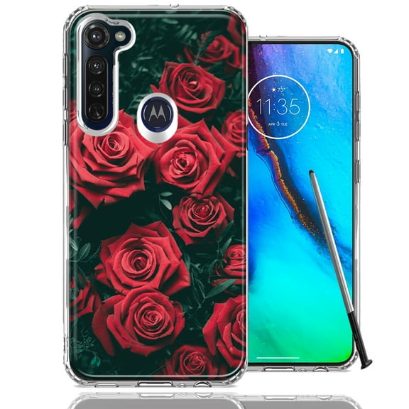 MUNDAZE For Motorola Moto G Stylus Red Roses Design Double Layer Phone Case Cover