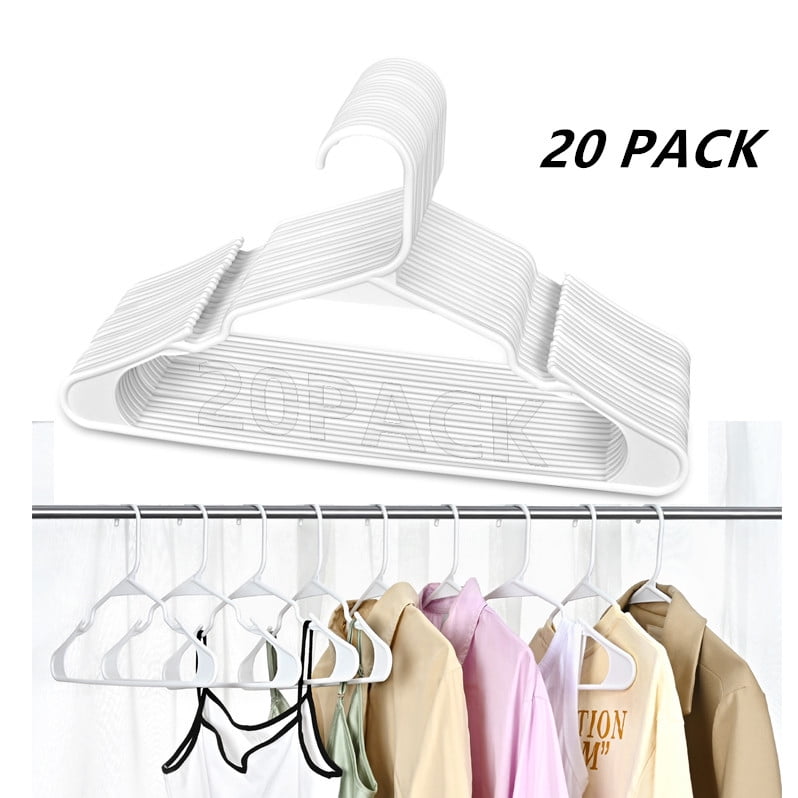 Invoibler 20 Pack Plastic Hangers,Heavy Duty Hangers for Clothes,White