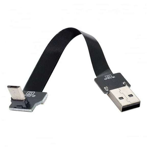 Xiwai Up Angled USB 2.0 Type-A Male to Micro USB 5Pin Male Data Flat Slim FPC Cable for FPV and Disk and Phone