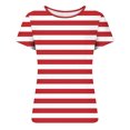 thumbnail image 4 of Xuyuer Print Fitted Pencil Top - Women's Casual Unstructured Round Neck Short Sleeve Shirt Matching Set for Office Chic Ensembles, Dinner Date Nights & Modern Separates Wardrobe Styling, 4 of 5