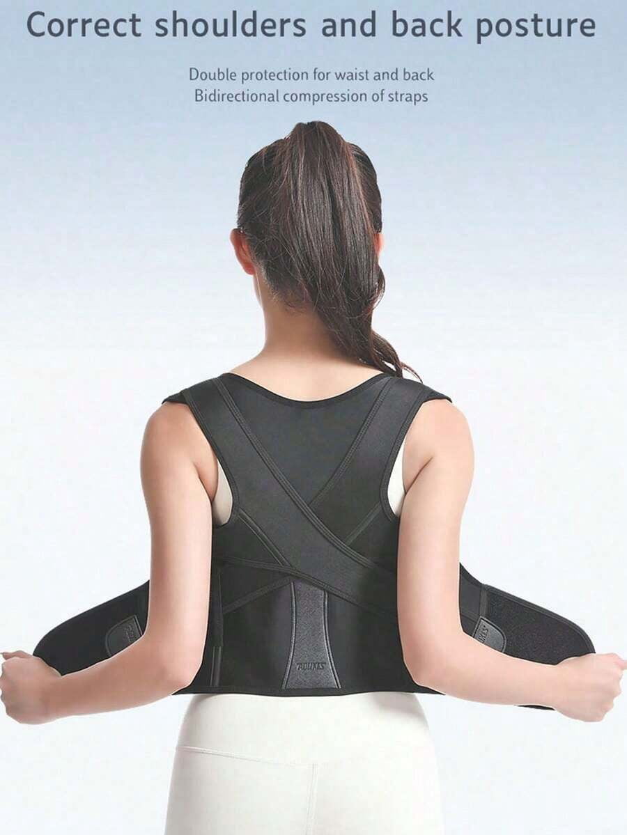 Adjustable Full Back Brace Posture Corrector For Men And Women Shoulder Straightener Back Support Improves Posture Scoliosis Hunchback Spine Corrector Gym Daily Accessory