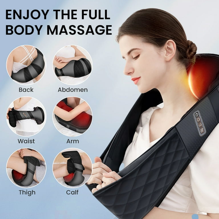  Shiatsu Neck Shoulder Back Massager with Heat and Carry Bag,  Electric Massage Pillow with Deep Tissue Kneading for Lower Back, Calf, Leg  Massage - Shiatsu Back Neck and Shoulder Massager with