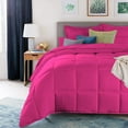 thumbnail image 4 of D.N.G. BEDDINGS Deluxe All Seasons Full/Queen Size 800 Thread Count, Solid Hot Pink Down Alternative 5 Piece Box Design Comforter Set 100% Egyptian Cotton, 4 of 6