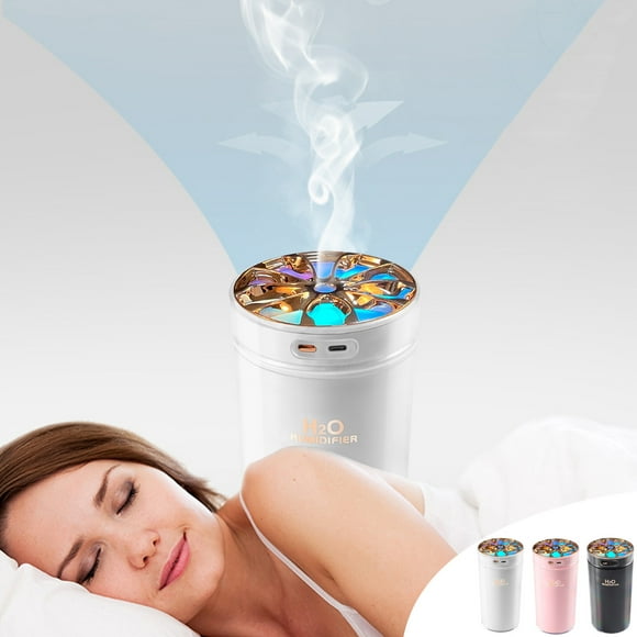 Fiudx Difusor de Aroma, Luz Nocturna Led de 7 Colores, Diseño de Ventilador Silencioso, Minihumidificador para Oficina, Yoga, Dormitorio, Portátil, Alimentación Por Usb, Regalo Perfecto, Capacidad de