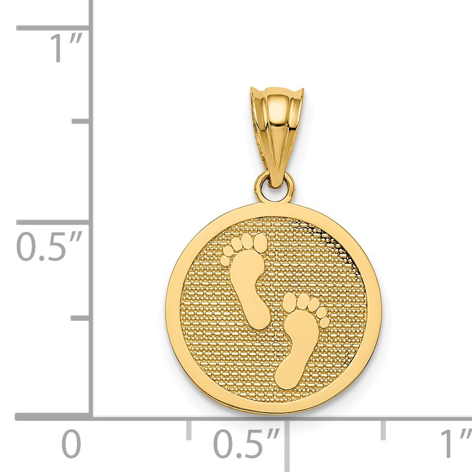14k Yellow Gold Polished Reversible Have Faith//Footprints Pendant