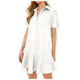 thumbnail image 1 of Vestido de manga corta con volantes en el dobladillo para mujer - Midi informal de verano, estilo vintage - Versátil (S-XXL), 1 of 8