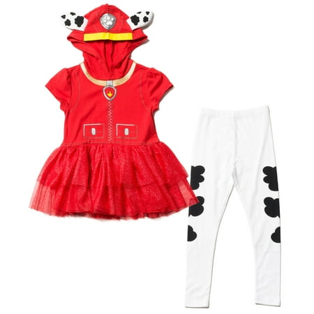 

Paw Patrol Marshall Toddler Girls Cosplay Graphic T-Shirt Dress Legging Red / White 3T