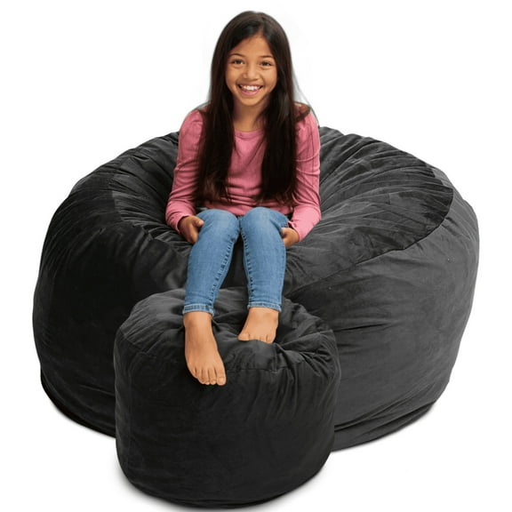 Ultimate Sack Bean Bag Chair w/Foot Stool in Multiple Sizes and Colors: Giant Foam-Filled Furniture - Machine Washable Covers, Double Stitched Seams, Durable Inner Liner.