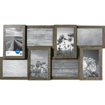 Mainstays 8-Opening 4x6 Linear Rustic Gray Collage Picture Frame