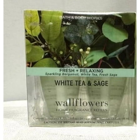 Bath and Body Works WHITE TEA & SAGE Wallflowers Fragrance Refill 0.8 fl oz each - 4 Refills