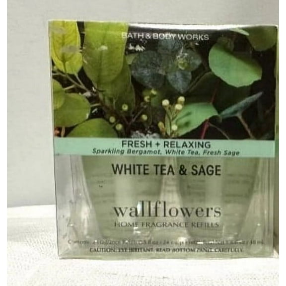 Bath and Body Works WHITE TEA & SAGE Wallflowers Fragrance Refill 0.8 fl oz each - 4 Refills