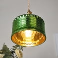 thumbnail image 2 of Elegante lámpara colgante vintage con pantalla de cristal a rayas verdes, ideal para comedor y dormitorio, 2 of 5