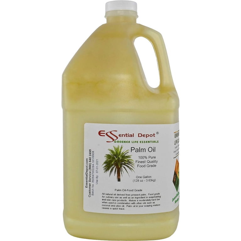 Palm Oil - RSPO Certified - Sustainable - Food Grade - Kosher - Not Hydrogenated - 1 Gallon - Safety Sealed HDPE Container