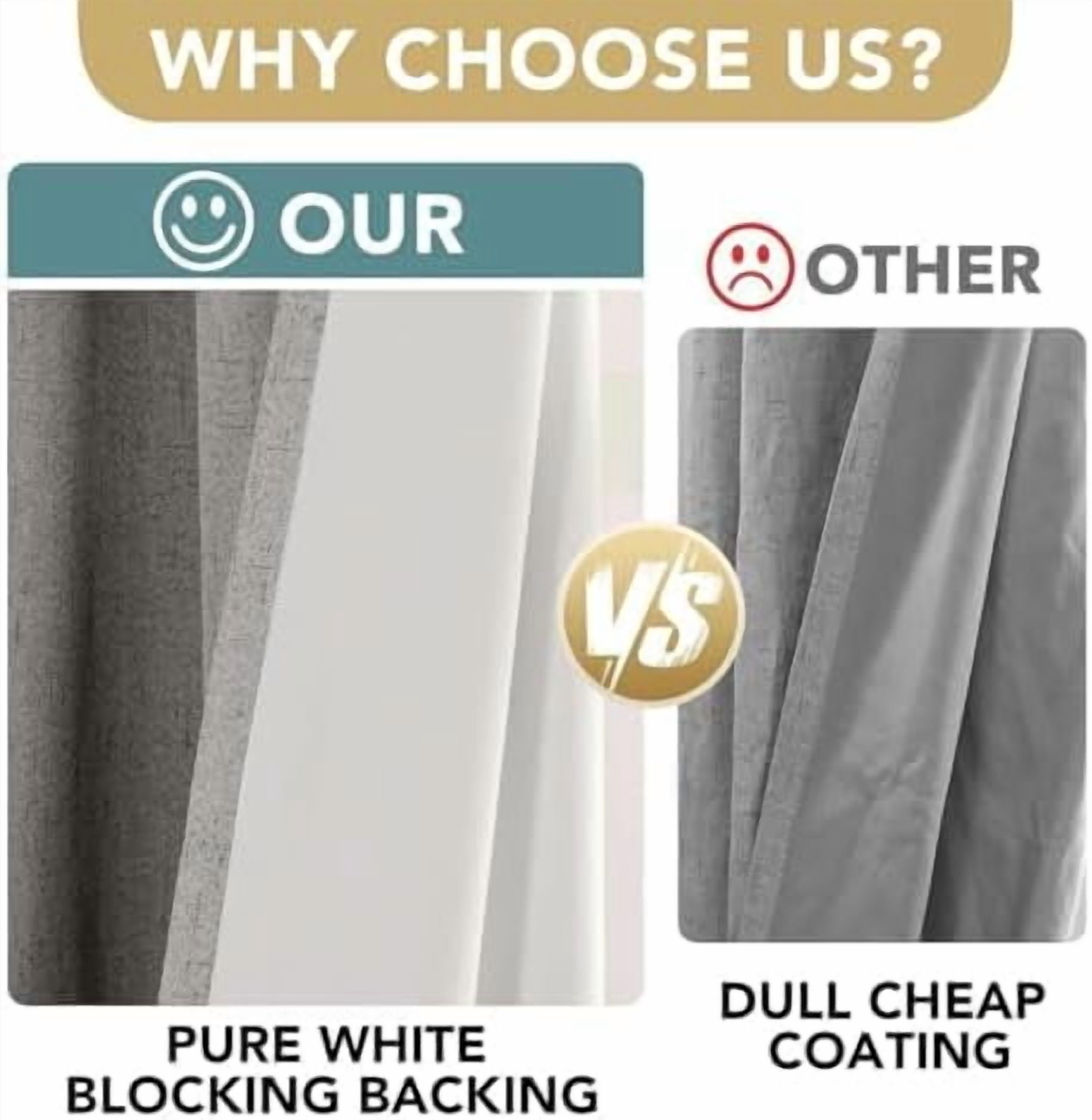 Linen Curtains 100% Blackout Curtains for Bedroom 90 inch Long Full Light Blocking Nature Linen Blended Window Curtains for Living Room Nickel Grommet (2 Panels, Dove Gray)