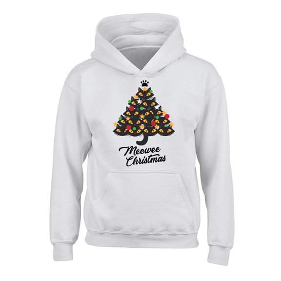 Awkward Styles Xmas Hoodies for Kids Youth Meowee Christmas Sweatshirt Cat Tree