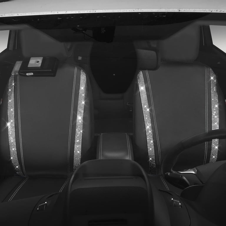 CAR-GRAND Bling Diamond Rhinestone Seat Covers, Silver Front Pair photo 6