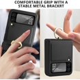 thumbnail image 2 of Compatible Hinged Ring Case for Samsung Galaxy Z Flip 3 with Screen Protector,Heavy-Duty Shockproof PU Leather+ PC Galaxy Flip 3 Case Protective Cover Samsung Z Flip 3 Case Women Men-Black, 2 of 17