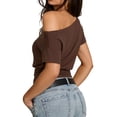 thumbnail image 3 of MOYIKO Womens Off The Shoulder Crop Tops Y2K T Shirts Top Short Sleeve Summer Trendy Fashion Clothes, 3 of 7