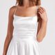 thumbnail image 5 of Vestido de satén con cuello cuadrado y tirantes finos para mujer - Vestido de fiesta mini con volantes y lazo en la espalda - Poliéster, para discotecas/fiestas/citas - Tallas de la S a la L, 5 of 6