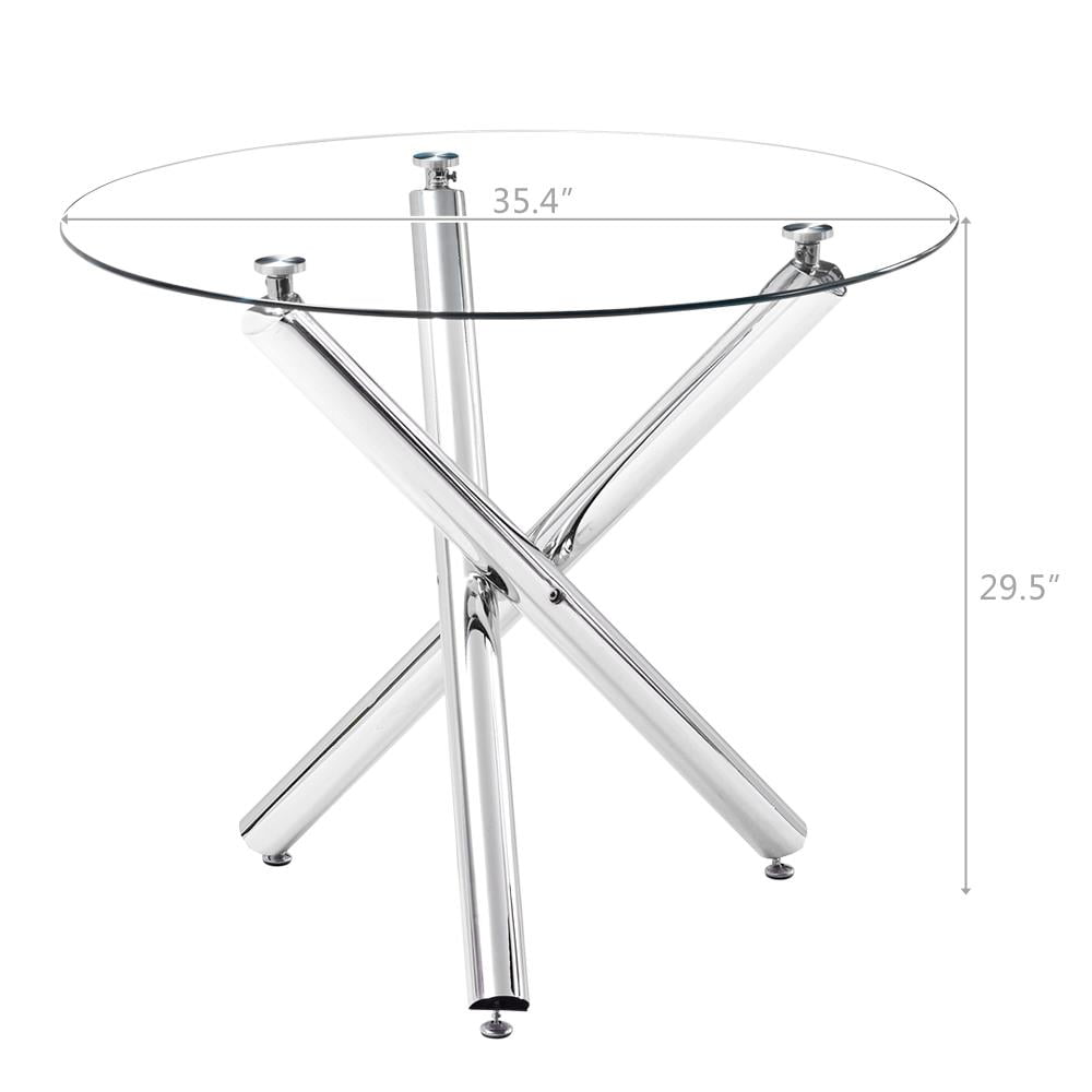 Ktaxon 5 Piece Round Dining Table Set, Modern Kitchen Glass Table and Chairs for 4 ,Dining Room Table Set with 4 Chairs Black