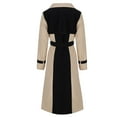 thumbnail image 5 of TFEOQRY Fashion Women's Color Block Lapel Long Coat Casual Comfortable Color Match Long Sleeve Button Hoodless Turndown Neck Outerwear Coat Top with Pockets Khaki, 5 of 7