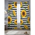 thumbnail image 2 of Yellow Sunflowers Sheer Curtains 108 Inch Length 2 Panels Set Window Treatments, Spring Floral Black Stripes Farmhouse Rod Pocket Semi Curtains for Living Room/Bedroom/Kitchen Décor, 104"W x 108"L, 2 of 7