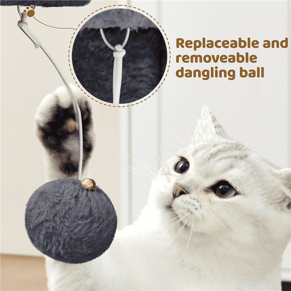 Alden Design 23.5" Tall Cat Tree Condo with Wide Perch and Scratch Posts, Dark Gray