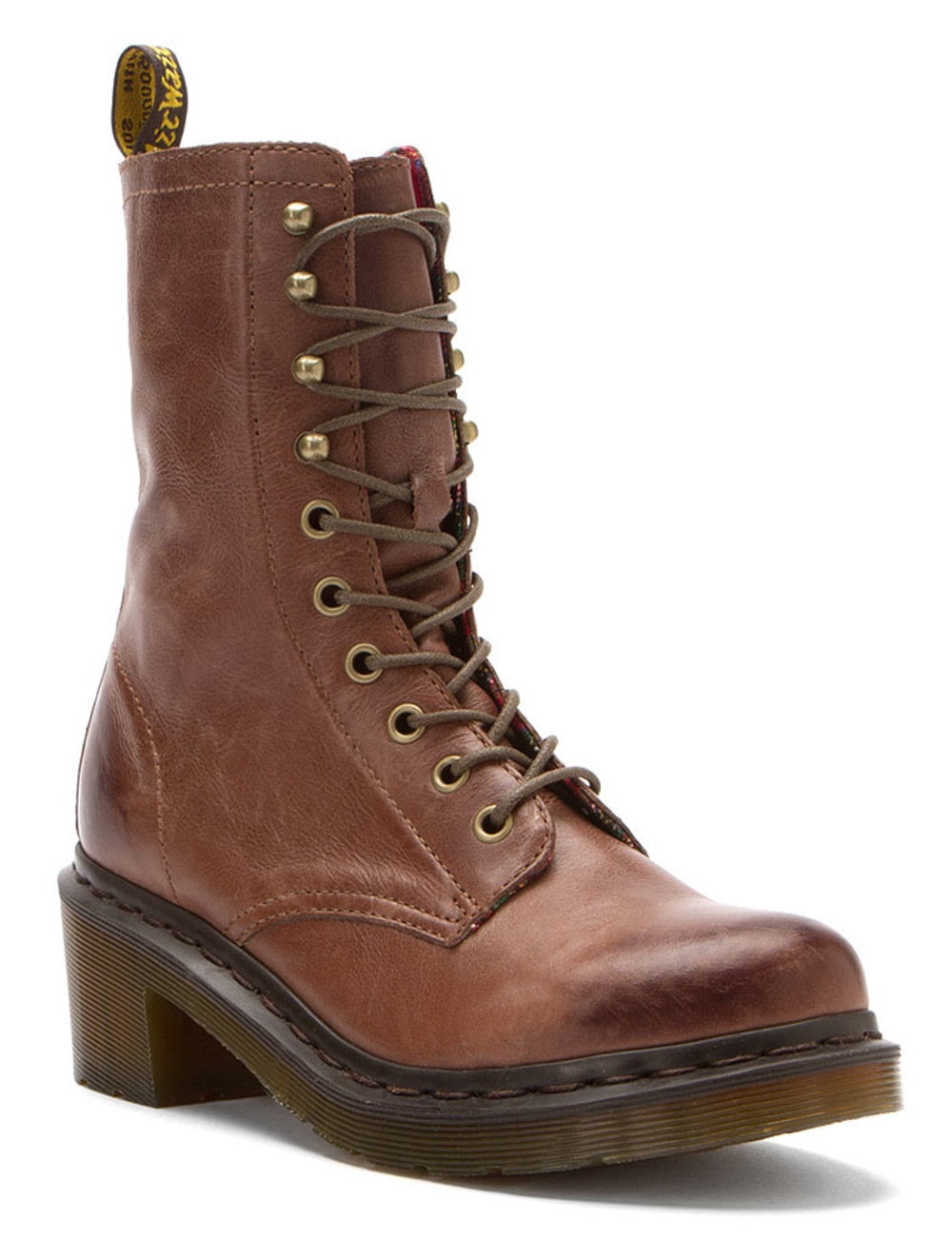 brown doc martens with fur inside