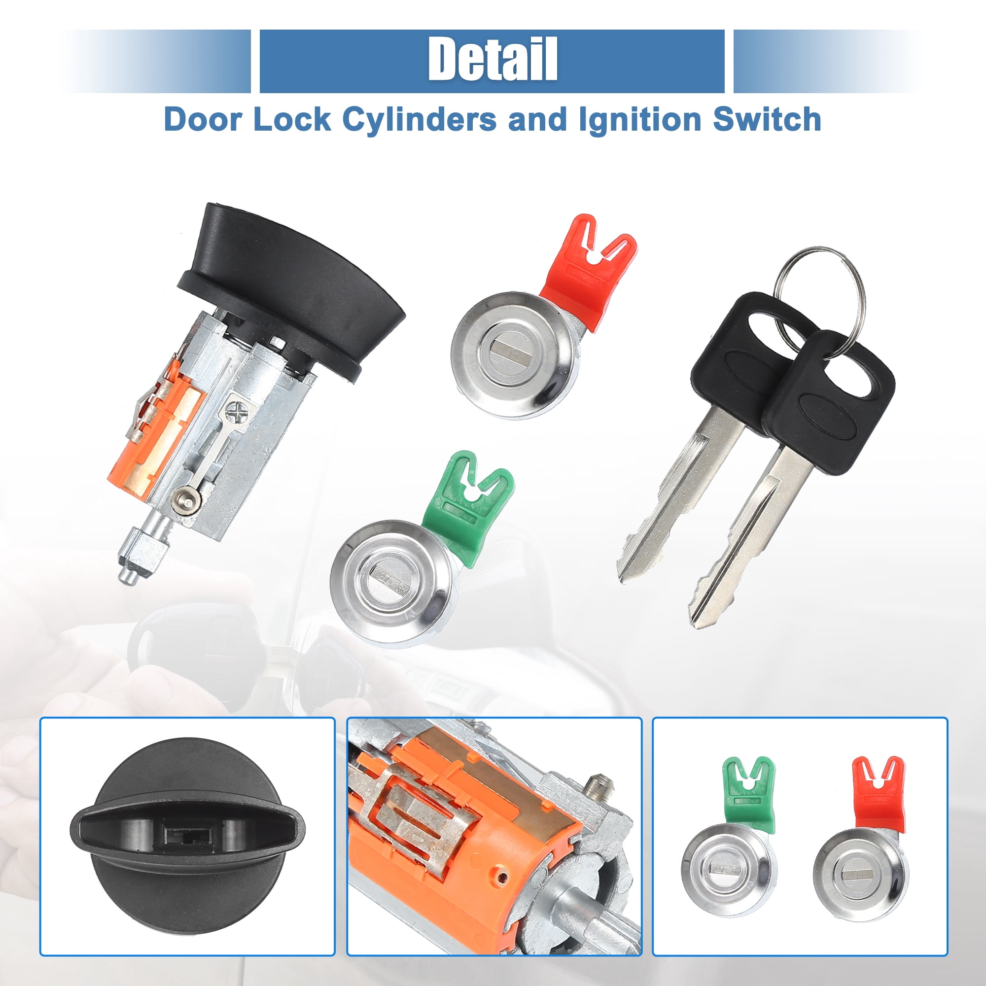 Door Lock Cylinder Tumbler Ignition Switch with Keys Set Replacement  for Ford E150 250 350