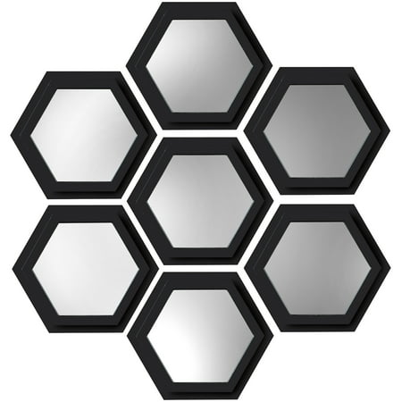 Elements 7" Hexagon PS Wall Mirrors, Set of 7