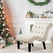 Andeworld Upholstered Accent Chair for Bedroom Living Room Chairs Lounge Chair with Wood Legs Cream Fabric