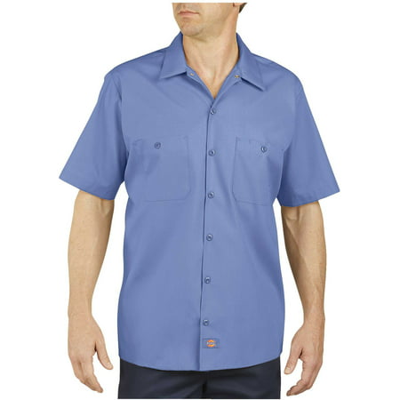 Dickies Mens Industrial Short Sleeve Work Shirt, XT, Light Blue DOW ...