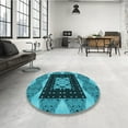 thumbnail image 4 of Ahgly Company Machine Washable Indoor Rectangle Transitional Bright Turquoise Blue Area Rugs, 3' x 5', 4 of 7