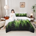 thumbnail image 4 of Feelyou Woodland Botanical Bedding Comforter Set for Adult, Green Tree Plant Twin Comforter Sets, Rustic Farmhouse Reversible Bedding Set, Microfiber Bedroom Decor, 2pcs, 4 of 8