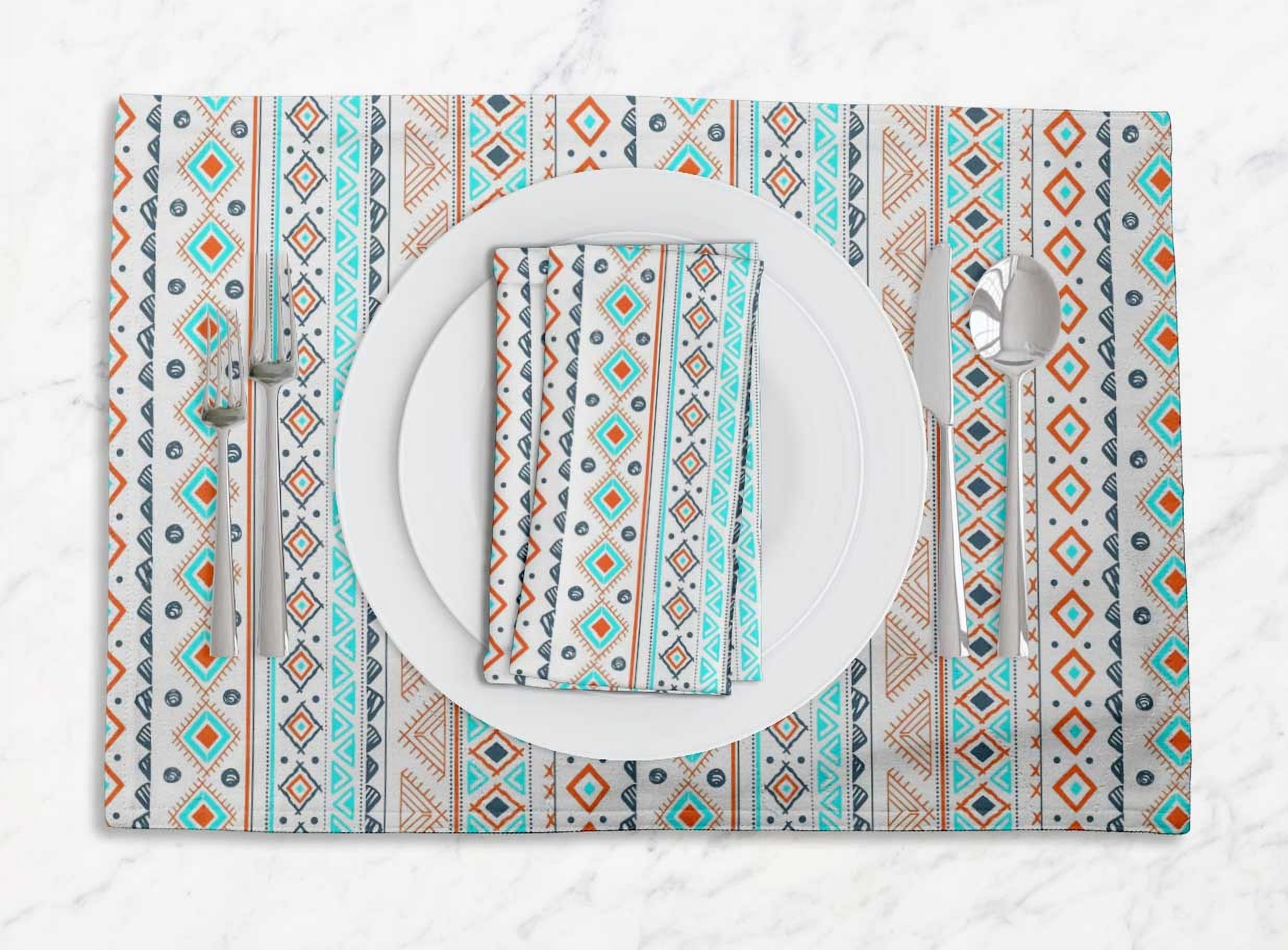 S4Sassy Geometric Printed Reversible Fabric Placemats Table Dining Mats-GMD-35A 